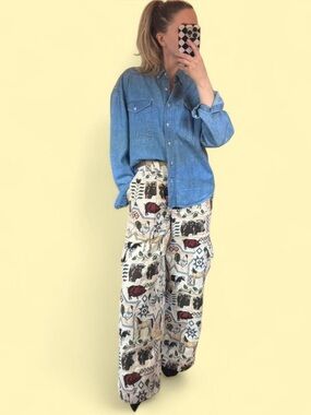 Handmade Western High Waisted Cargo Pant with Animal Print